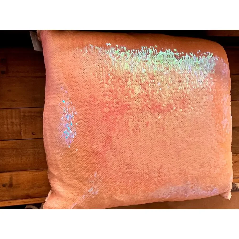 AVIVA STANOFF New Sequin Mermaid Pillow w/Feather-Down insert 18X18